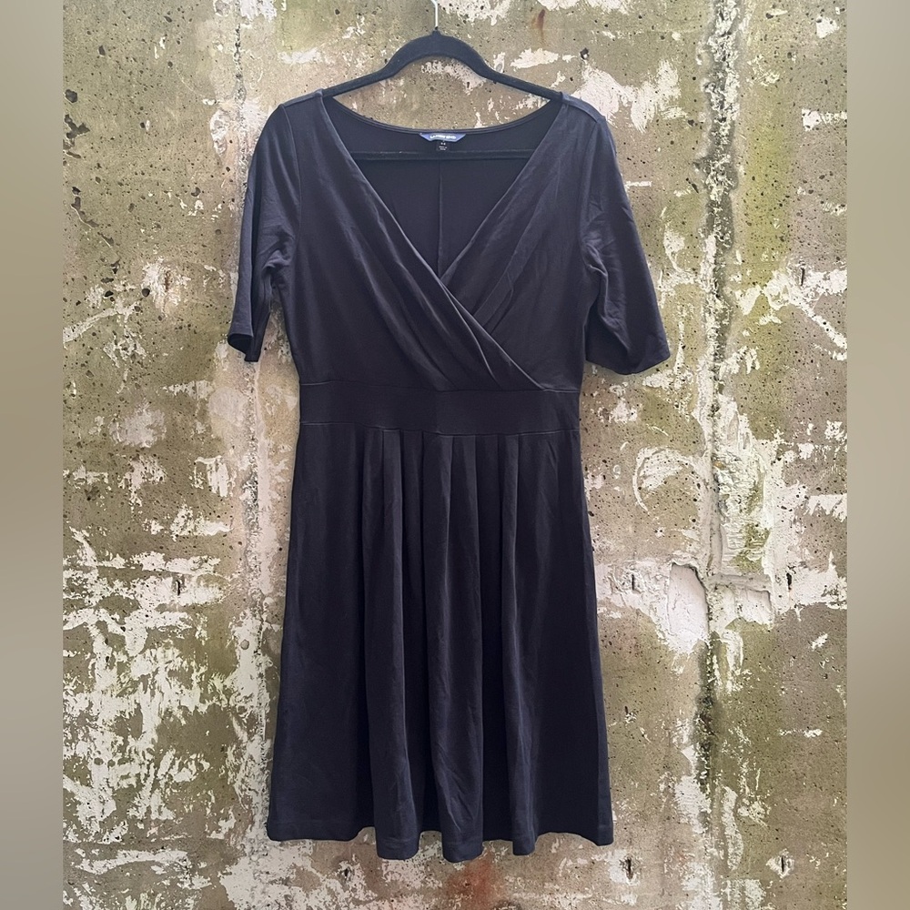 ✨3 for $50✨ Lands' End Classic Black Midi Faux-Wrap Dress, Small